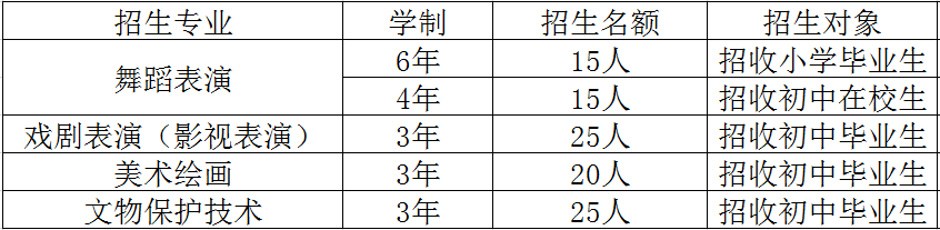 成都市文化藝術(shù)學(xué)校2020招生計劃